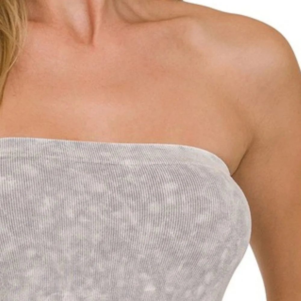 Zenana Washed Ribbed Seamless Tube Top - Picture 3 of 4